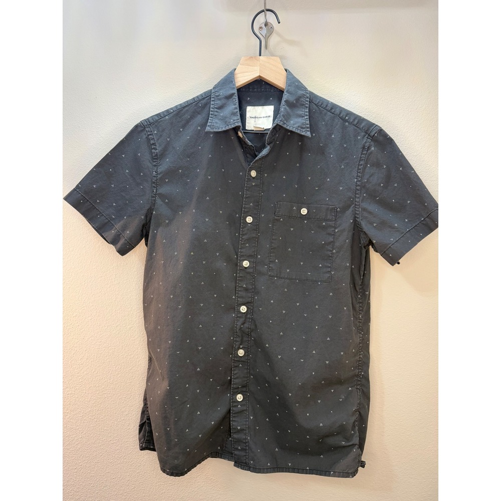 American Eagle Men's Short Sleeve Button Down Shirt XS‎ (XL/L Boys) Gray